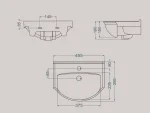 ابعاد روشویی روکابینتی گلسار مدل تولیپ
